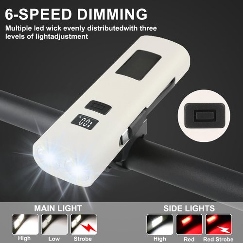 Bike Lights, 500 Lumen Bicycle Light with 6 Modes, USB Rechargeable Bike Headlight, Wide Beam Bike Lights for Night Riding