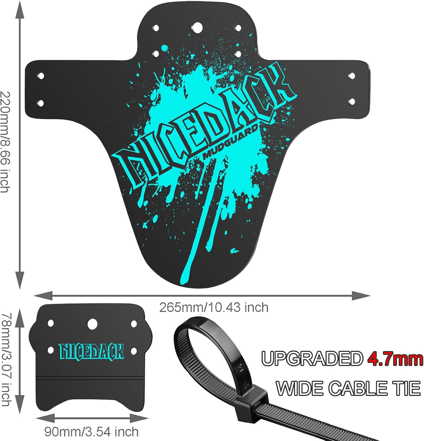NICEDACK Bike Fender, Adjustable MTB Mud Guard, Front and Rear Compatible Mudguards, Fits 650B 20" 26" 27.5" 29 inch Fat Tire Bikes and All Disc Brake Bicycles