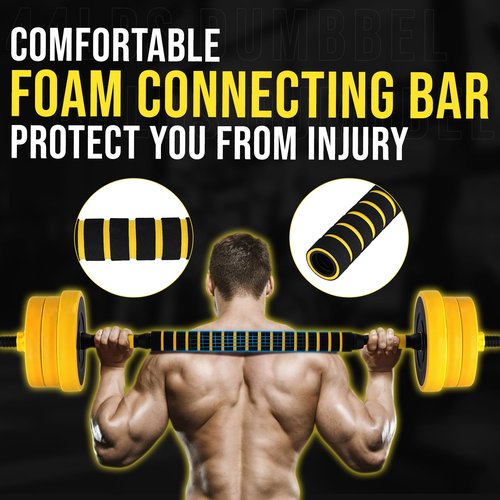 Adjustable Weights Set for Home Gym, 44 Lb 2-In-1 Adjustable Dumbbell Set with Foam Handles, Yellow