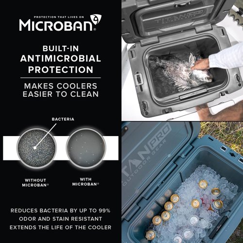 Titan PRO High Performance Ice Chest - 25 Quart Capacity - Hard Cooler with Interior LED Light, Ice Saver Performance Booster and Microban Protection - Arctic White