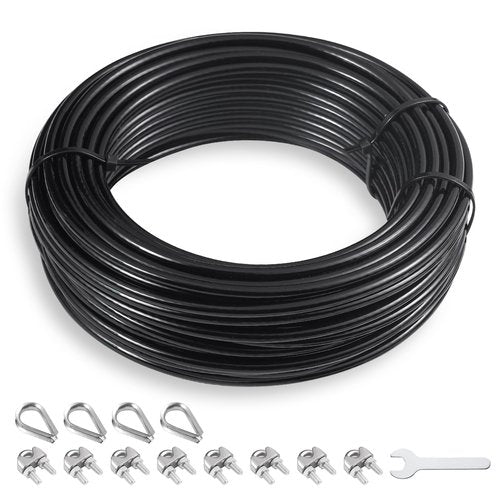 SERTT Replacement Cable for Pulley Cable Machine, Pulley Cable for DIY Home Gym, Wire Rope Length 32.8/65.6/98.4 Ft for Weight Lift Pulley System, Gym Steel Cable, Thick 5mm, TPU Coated