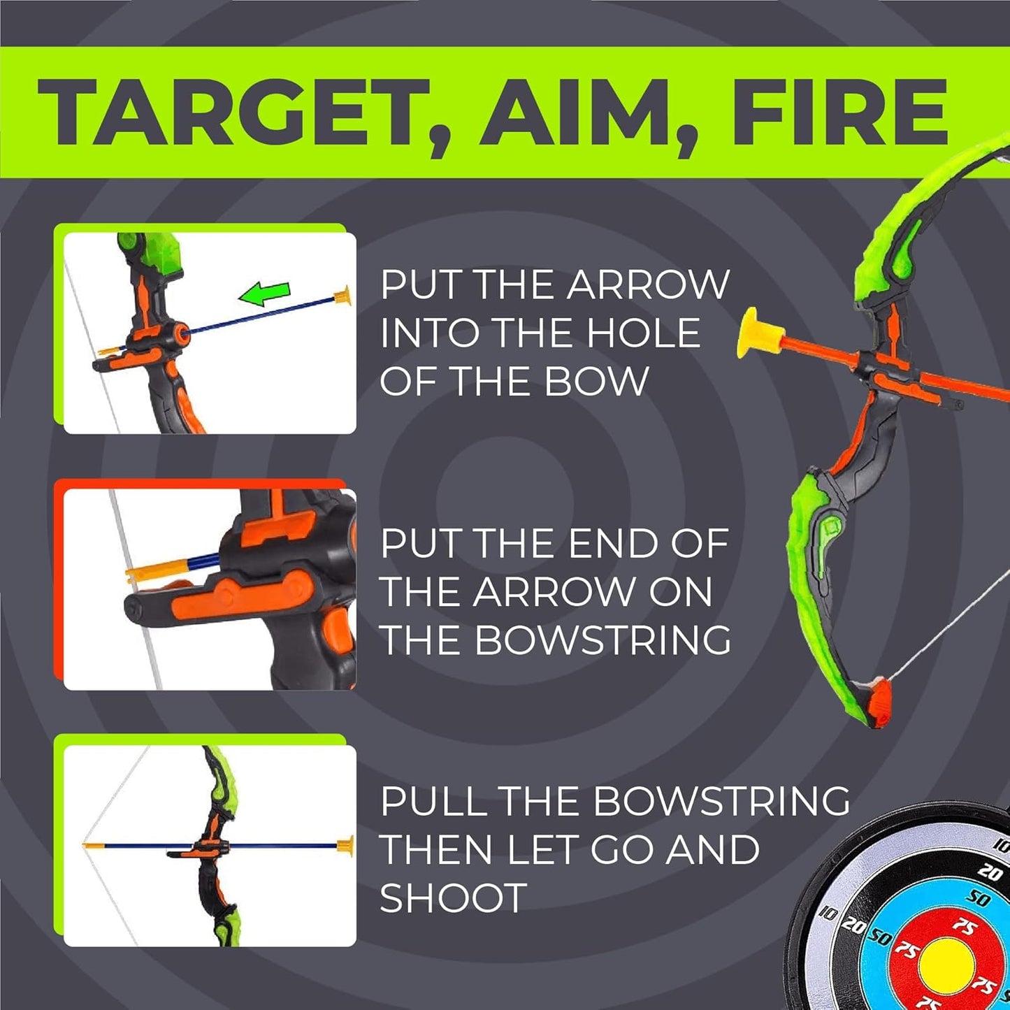 Toysery Kids Archery Set with LED Flash Lights, Toy Bow and Arrow Set for 6-8 Years Old Boys, Includes Archery Bow, 6 Archery Arrows, Target, Quiver - Great for Youth Practice