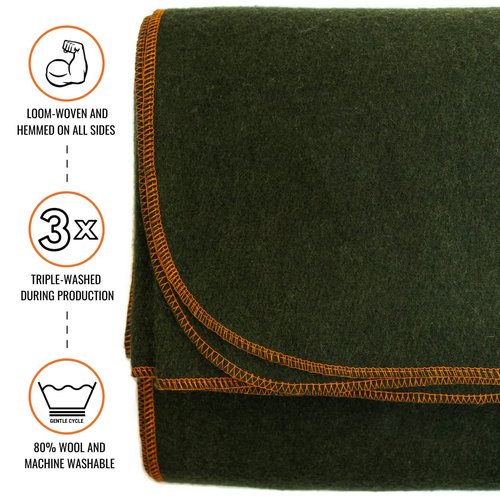 Arcturus Olive Green Wool Blanket and Carry Straps Bundle