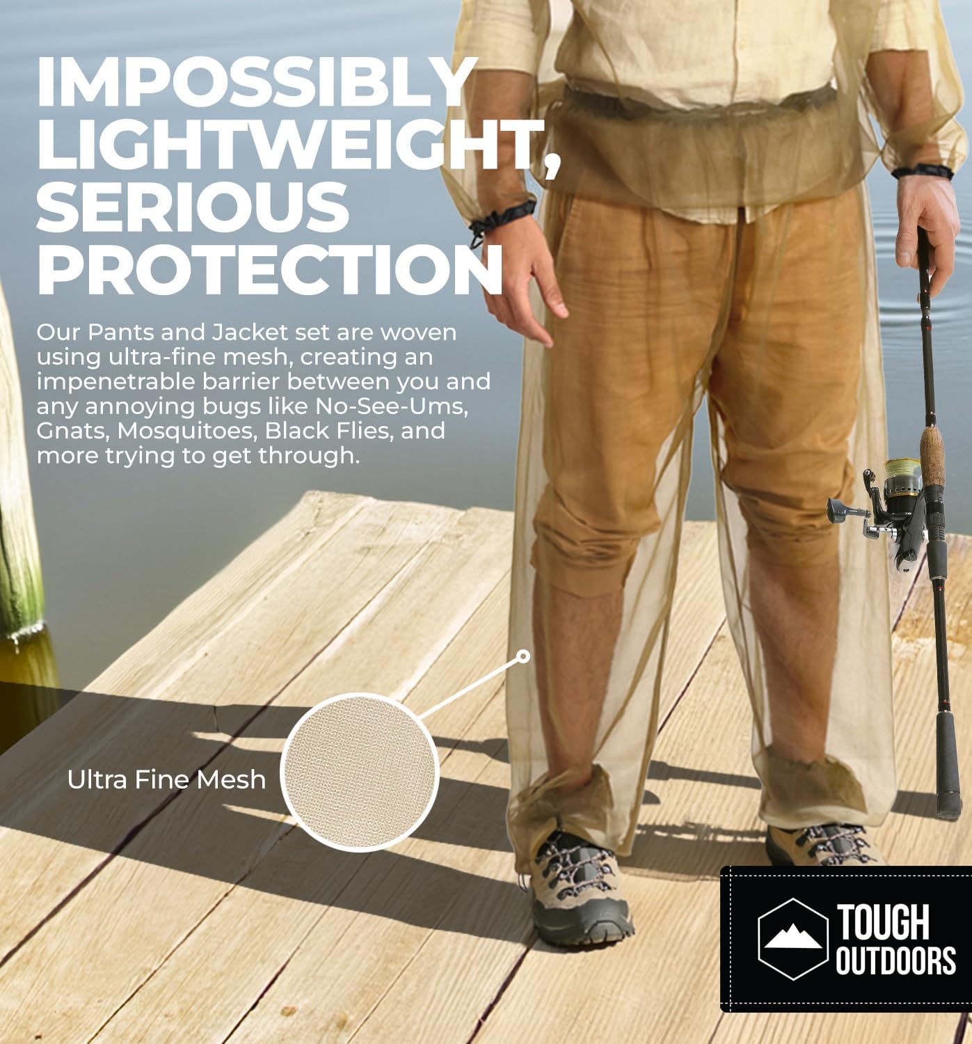 Tough Outfitters Mosquito Suit Jacket & Pants - Mosquito Repellent Clothing for Men & Women - Insect, Bug Proof Net Mesh Suit for Gardening & Outdoor - from Flies, Tick, Gnats - Large