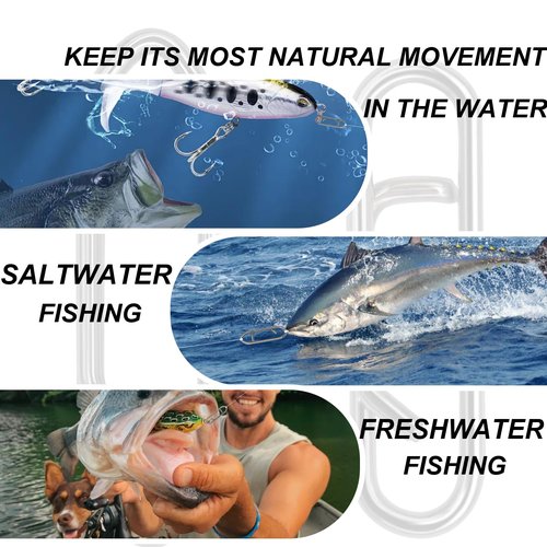 ENERHIKE Fishing Power Clips, 200pcs Fishing Speed Clips for Fishing Lure Quick Change, High Strength Stainless Steel Clips Snap Freshwater Saltwater Crankbait Popper Lure Connector Tackle