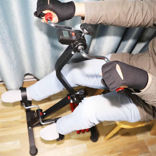 Pedal Exerciser Bike Hand Arm Leg and Knee Peddler Adjustable Fitness Equipment for Seniors, Elderly Home Dual Pedal Exercise Bike for Total Body, with Monitor - Great Gift for Elderly Rehab
