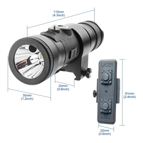 Lasercross 800 Lumens Green Laser Light Combo with Wireless Remote Switch,Rifle Tactical Flashlight Laser Sight fits Picatinny or GL Rail Compatible with Airsoft Guns & Shotguns