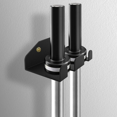 YZZHAJ Olympic Barbell Hanger,Garage Gym Bar Wall Rack,Vertical Barbell Mount Rack,Double Barbell Holder Wall Mount,Space Saving Commercial or Home Gym Accessory,Holds 33mm Bar (2 hook black)