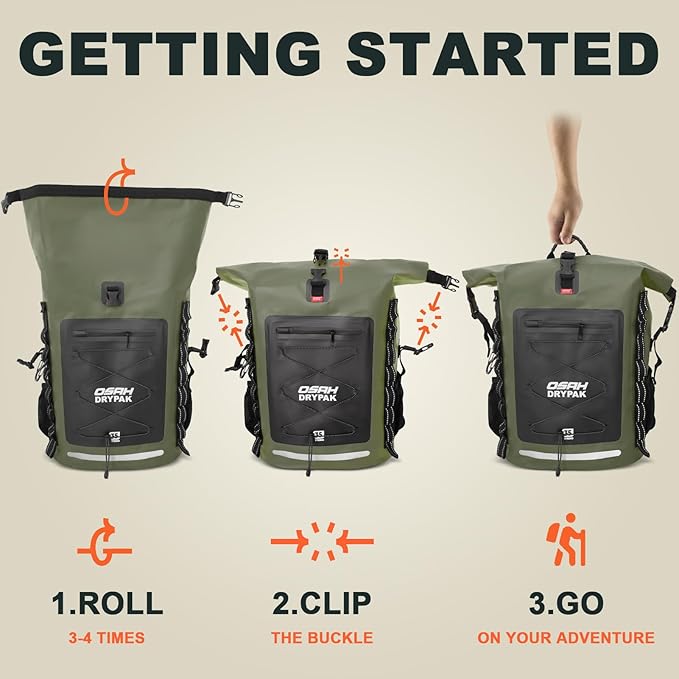 Waterproof Backpack Dry Bag 35L/55L – Heavy Duty Roll-Top Hiking Backpack for Travel, Kayaking, Boating, Camping, Rafting and Fishing