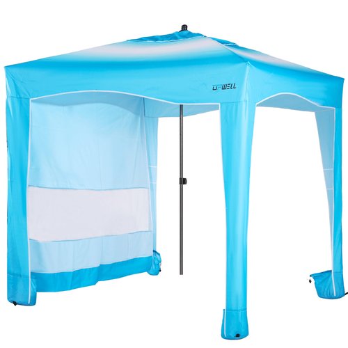 UPWELL Beach Tent Easy Set Up Canopy Sun Shelter Shade with UPF 50+UV Protection Portable Beach Umbrella Outdoor Sunwall with Sand Pockets for Fishing Backyard Camping (Gradient Blue)