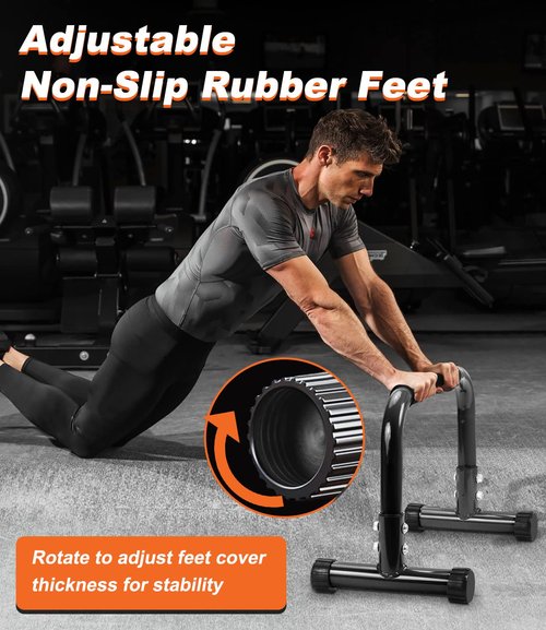 TABEKE Push Up Bar, 12 Inch High Non-Slip Parallettes Bars & Dip Bars With Foam Handles, Heavy-Duty No Wobbling Calisthenics Equipment For Handstand, L-Sit, Gymnastics, Strength Training Home Gym Use
