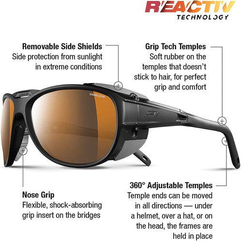 Julbo Explorer 2 Glacier Sunglasses for Men & Women w/Removable Side Shields for Hiking, Ski, Lifestyle - 100% UV Protection