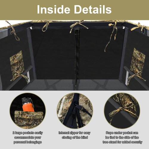 Tree Stand Blind Kit 138'' X 35.4'' Universal 2 Man Tree Stand Blinds For Deer Hunting Tree Stand Camouflage Silent Tree Stand Skirt Deer Ladder Stand Blind Kit Colorfast Treestand Blind Accessories