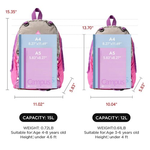 HAPPY NOCNOC 12L Kids Backpack for boys and girls, Small Ultra Lightweight Hiking Backpack for kids with Mesh Storage Bag, Water Resistant Travel Outdoor Sport Camping Daypack