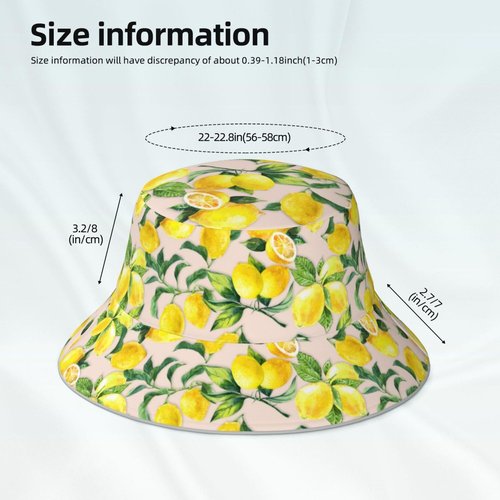 Siarnew Unisex Fashion Bucket Hat for Women Men, Summer Outdoor Sun UV Protection Casual Fisherman Cap Lemon