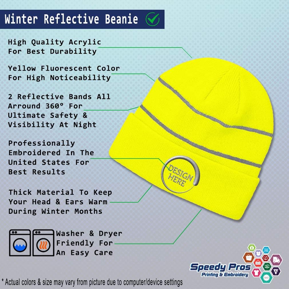 Reflective Beanie for Men & Women 26.2 Marathon Runner Run Embroidery 1 Size