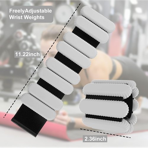 Wrist & Ankle Weights for Women, Wearable Strong Arm & Leg Weights Set of 2(1Lbs Each), Freely Removable, Ankle Weights for Walking, Yoga, Dance, Gym (Pale Gray)