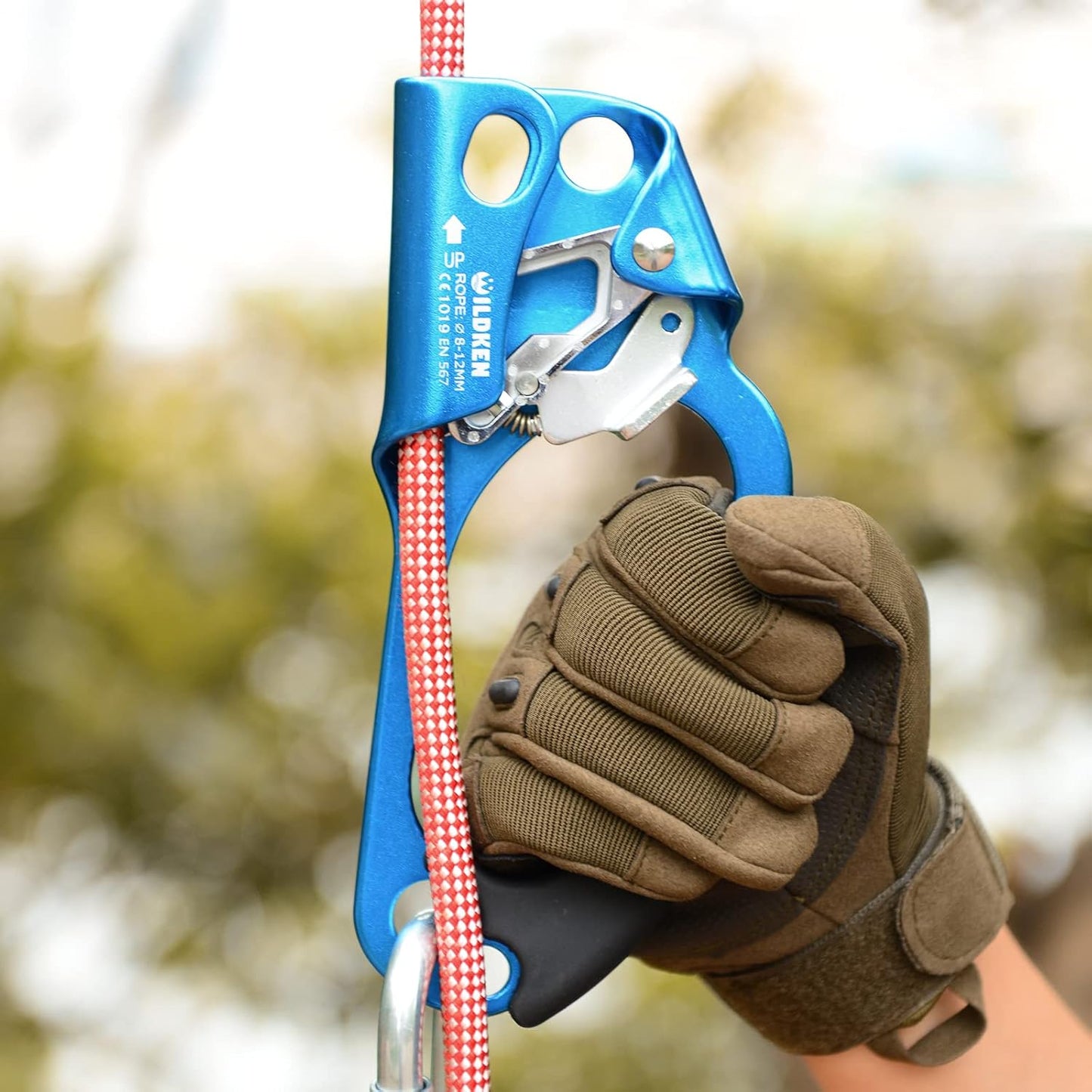WILDKEN Climbing Hand Ascender Outdoor Mountaineering Tree Arborist Climbing Rappelling Equip Hand Ascender for 8-14MM Rope Left Right Hand Ascender