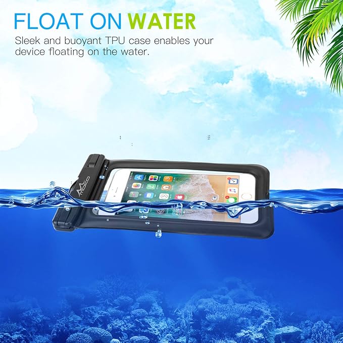 MoKo Floating Waterproof Phone Pouch 2Pack Compatible with iPhone 14 13 12 11 Pro Max X/Xr/Xs/SE 3, Samsung S21/S10/S9/S8