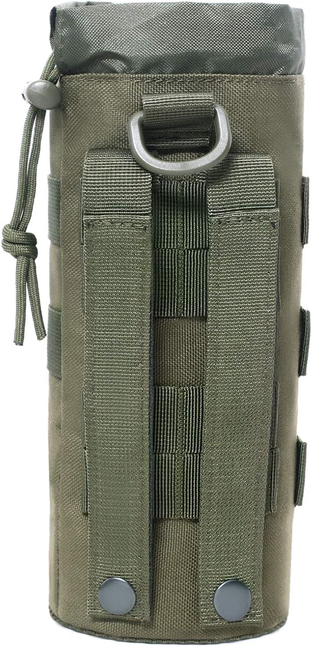 Tactical Molle Water Bottle Pouch Military Drawstring Open Top & Mesh Bottom Travel Water Bottle Holder Bag Tactical Hydration Carrier