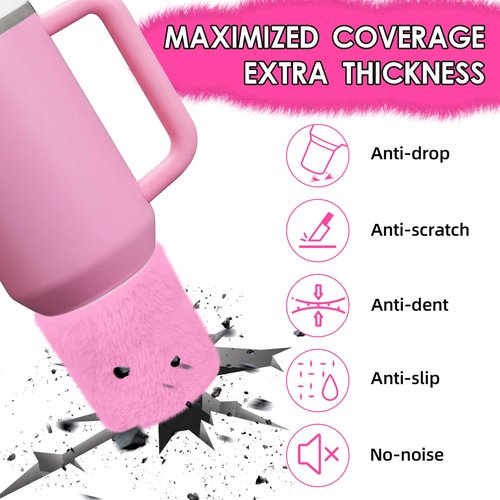 WUQID Plush Higher Protective Silicone Boot, Compatible with Stanley H2.0 40oz 30oz 20oz & IceFlow Flip 30oz 20oz, Luxury Faux Fur Rubber Sleeve