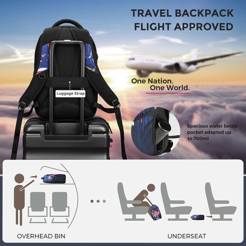 Swissdigital Casual Backpack for Men with USB Charging Port,Large Capacity Travel Backpack,Water-Repellent College Backpack for Men and Women (LM100002) One Nation One World