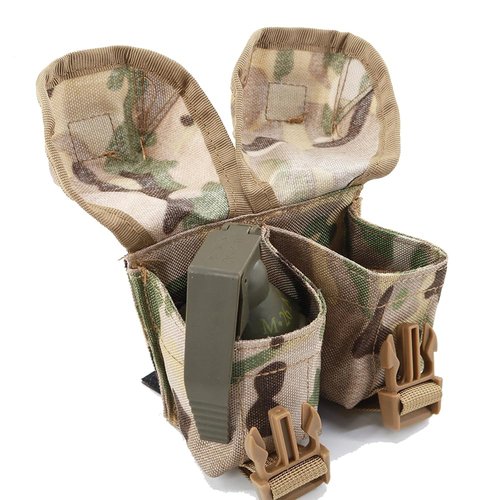 BSGB Double Frag Grenade Pouch Tactical Pouches Molle Attachment Molle EDC Tool Bags for Hunting Shooting Airsoft (Army Green)