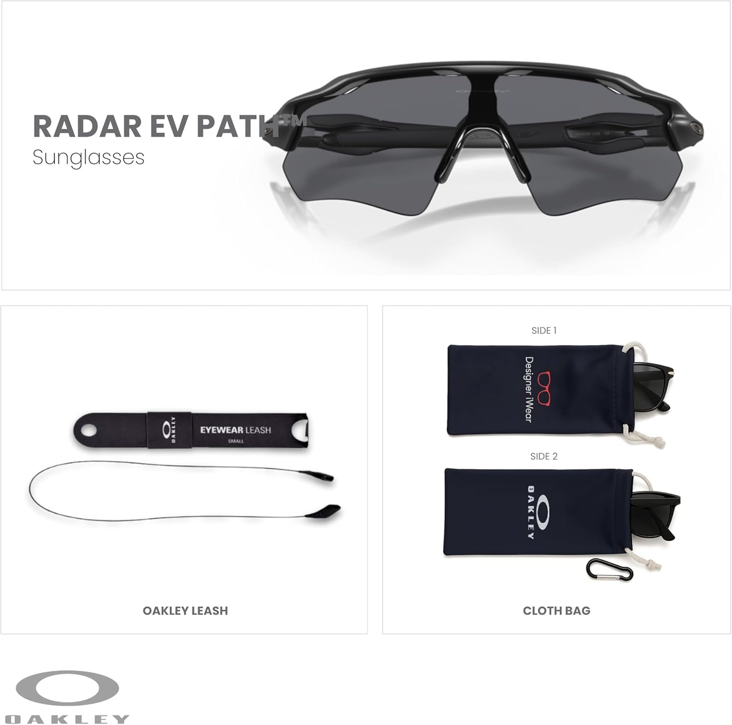 OAKLEY Radar EV Path OO9208 Sunglasses For Men+ Bundle Accessory Leash Kit, Microfiber Pouch