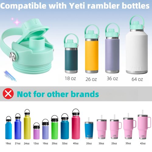 Straw Lid and Spout Lid for Yeti Rambler 26 oz 36 oz 18 oz 46 oz 64 oz Water Bottles, Replacement Caps, Easy to clean