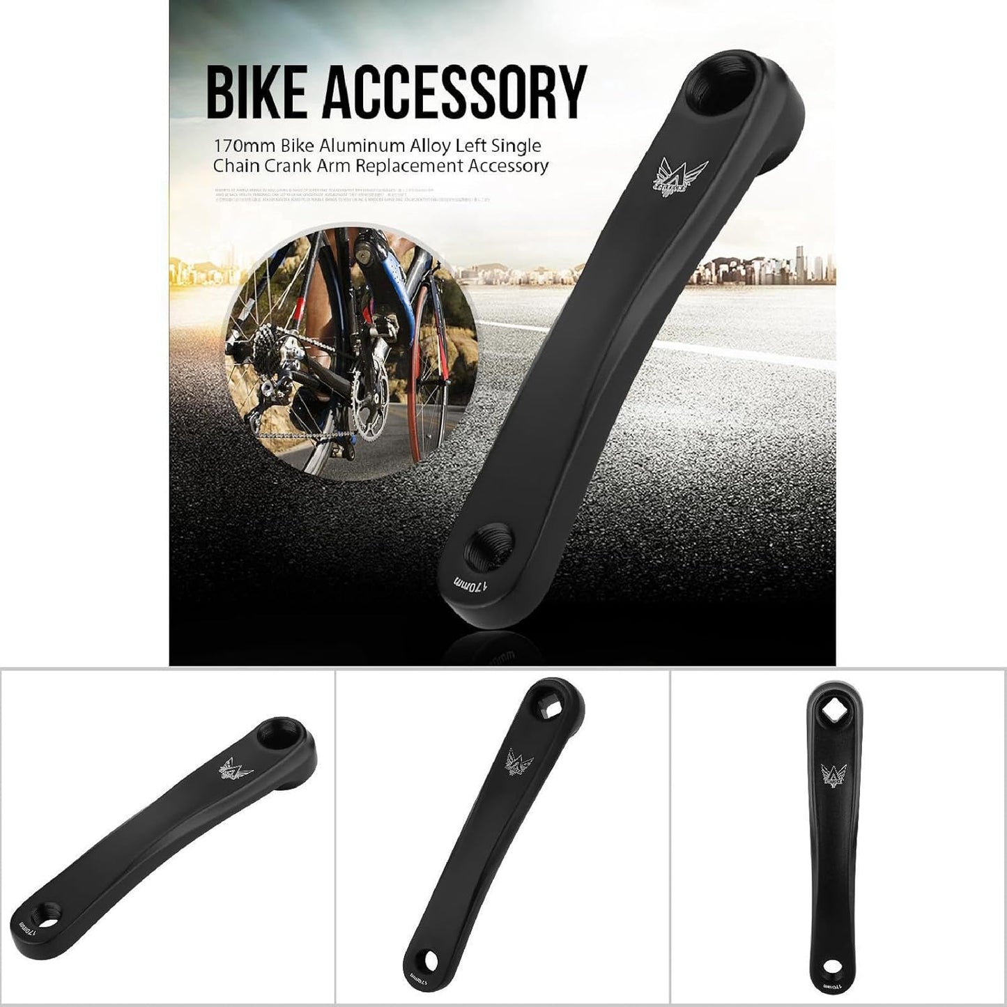 VGEBY Bike Crank Arm, Mountain Bike Aluminum Alloy Left Hand Crank Arm Horizontal Square Taper(Black-Rhombic Hole) Bike Crank Arm Crank Arm 170Mm Diamond