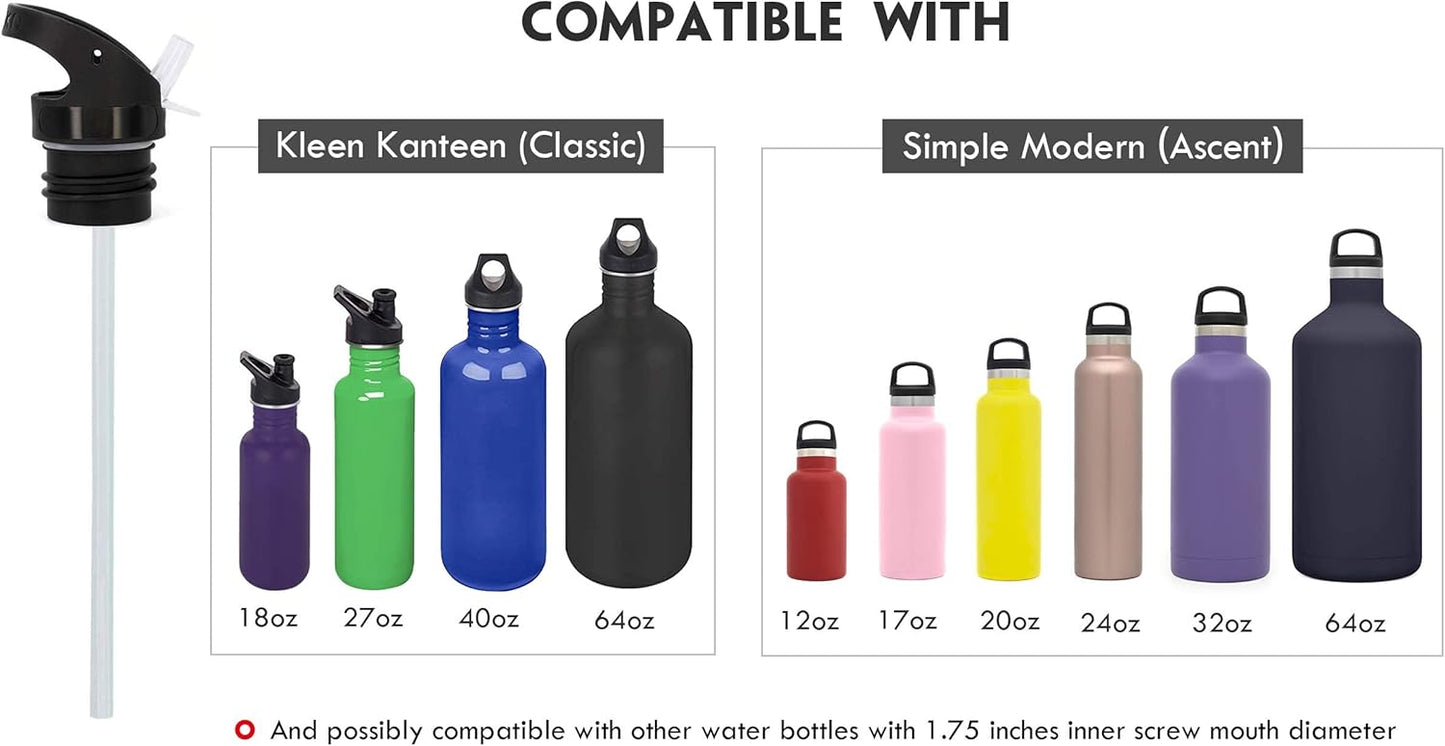 Straw Lid for Hydro Flask Standard Mouth - Multi-Compatible with Simple Modern Ascent Lid for 1.91" Mouth 18 oz, 21 oz, 24 oz Insulated Water Bottle Flip Top