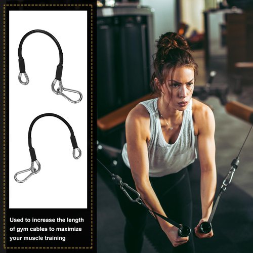 NQEUEPN 4pcs 10" Gym Extension Cable with Carabiner, Fitness Extension Cable Replacement Compatible with Bowflex Home Gym Machine Accessories for Leg Extension, LAT/Tricep Pull Down