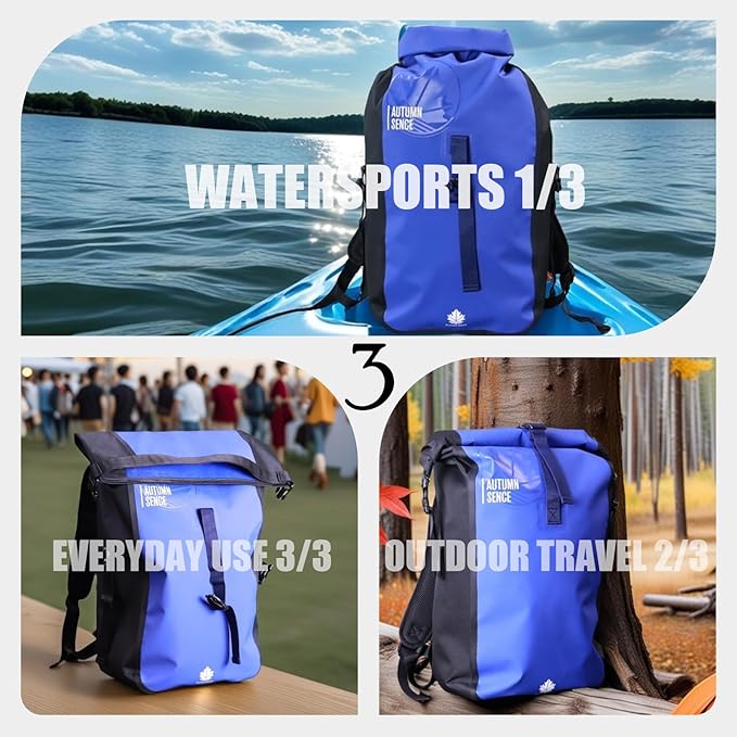 Dry Bags Waterproof Backpack, Waterproof backpack for boating,Floating,hiking, camping and other outdoor activities 25L.(Blue)