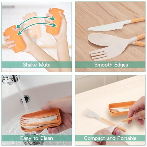 JEPELUS 4PCS Collapsible Utensil Sets for Lunch Box, Reusable Cutlery Set with Case, Travel Utensils Outdoor, Lunch Utensil Set for Work Travel Home School, Portable Utensils Adult