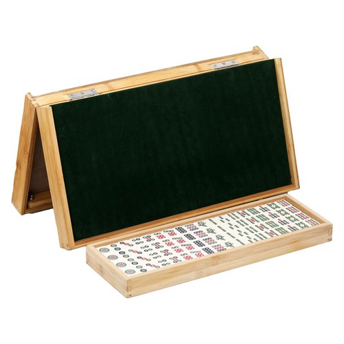 VPH Ivory Chinese Mahjong Set 144 Sheets Includes Folding Table Camping Essentials