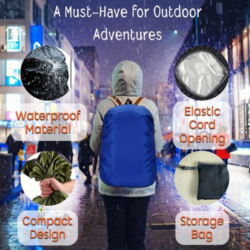 Waterproof Backpack Rain Cover - Lightweight Rainproof Protection for Hiking, Travel, Outdoor Use - Fits Multiple Backpack Sizes, Compact and Durable (Black, One Size)