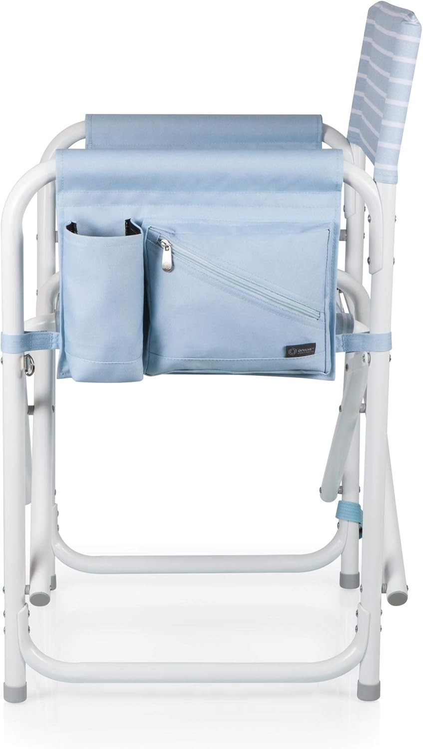 Picnic TIME Outdoor Directors Chair with Side Table, Beach Chair for Adults, Camping Chair with Table