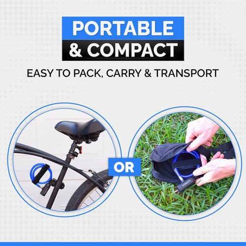 DocksLocks Bike Cable Lock Set with Key Lock, Mounting Bracket, Portable and Compact Anti-Theft Security for Bikes, Scooters and More 2ft