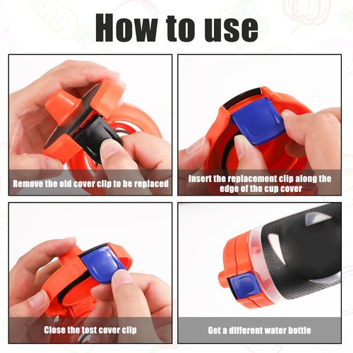 4pcs Replacement Lid Clips for Gatorade GX, Plastic Bottle Clamps Reliable Bottle Mouth Fastener Bottle Clasps Buckle Compatible with Gatorade 30oz GX Bottle(Red, Orange, Blue, Yellow)