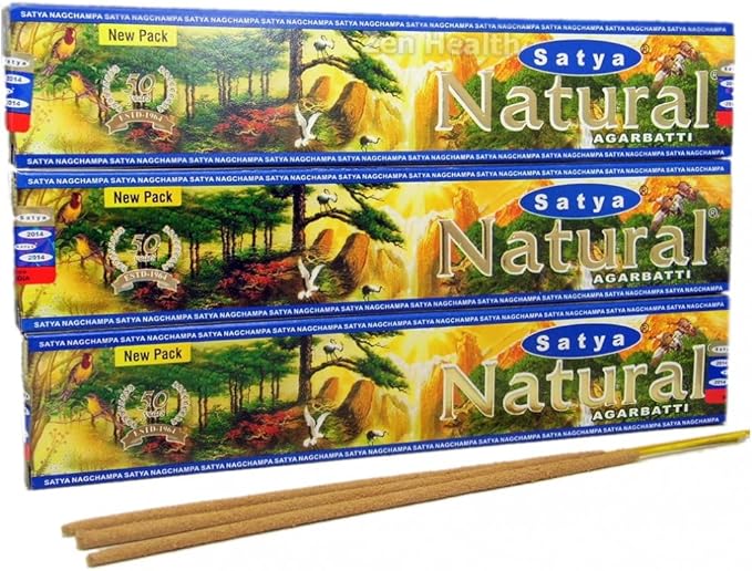 Satya Natural Incense Sticks for Outdoor Indoor Bedroom Worship Fragrance Stick for Positivity, Meditation, Relaxation, Yoga, Healing (15grams x 3 Packs)