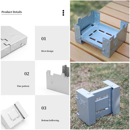 RecDec 2 Pack Solid Fuel Stove Portable Compact Mini Foldable Solid Alcohol Spirit Wax Tablets Stand Burner for Camping Outdoor Backpacking Hiking Trekking Survival Picnic