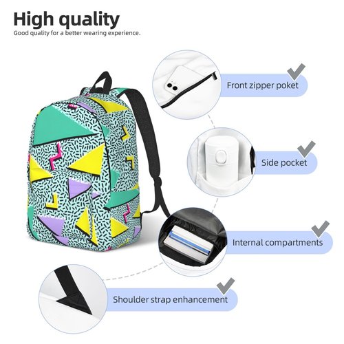 GVGOAGL Retro 80s 90s 80'S 90'S Fashion Backpack for Girls Boys Women Lightweight Canvas Bookbag Casual Daypack for Travel Outdoor Camping, 15 Inches