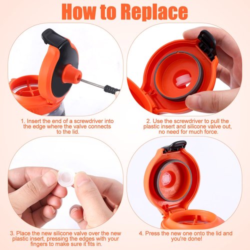 10pcs Lid Replacement Valves & Gasket for Gatorade Water Bottle GX 30oz and Squeeze Bottle 32oz, Bottle Top Dispensing Valves Plastic Insert & Bottle Rubber Seals & Screwdriver for Gatorade Bottle