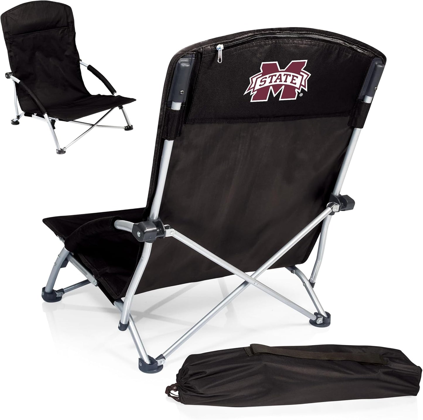 PICNIC TIME NCAA Tranquility Beach Chair with Carry Bag - Low Beach Chair for Adults - Low Lawn Chair