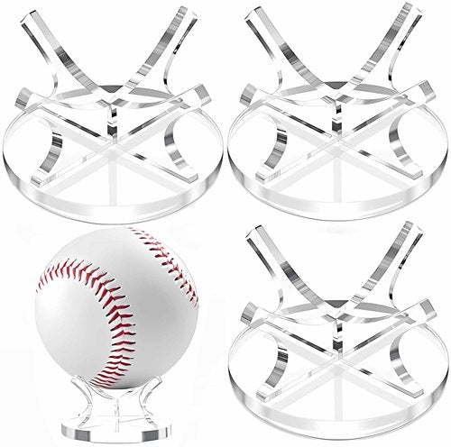 Dgwerko 3 Pack Golf Ball Softball Display Case, Ball Stand Holder Sport Ball Display Rack Memorabilia Softball Display Case, Clear Small Baseball Holder Display Case