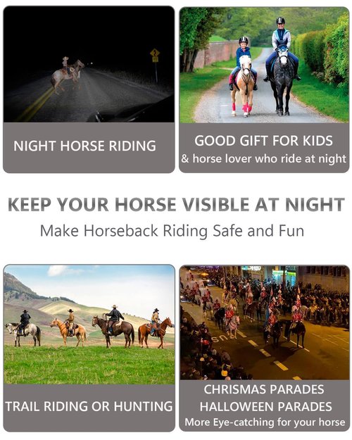 LED Horse Breastplate Collar - 7 Colors in 1 Light Up Horse Tack, USB Rechargeable - Added Visibility & Safety for Night Riding