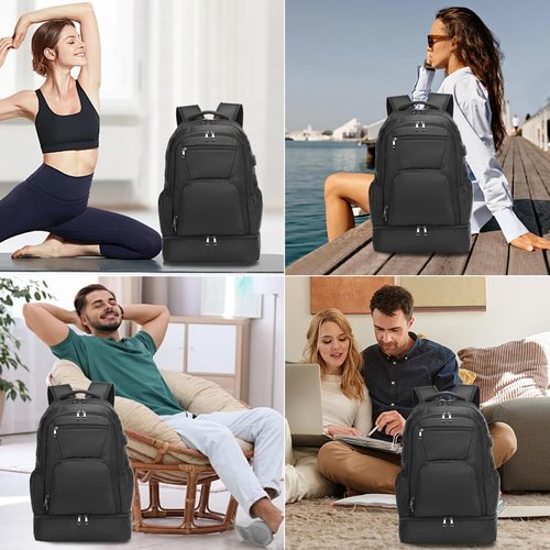 seyfocnia Gym Backpack for Men,Gym Bag with Shoe Compartment Lightweight Travel Workout Sports Backpack with USB Charging Port