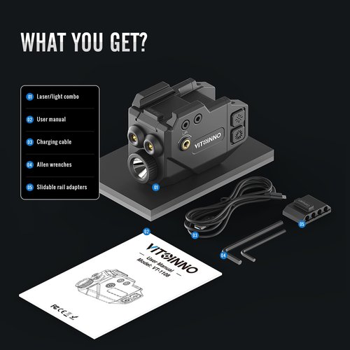 VITOINNO 500lm Pistol Light and Blue Green Laser Combo,Slidable Weapon Light and Laser Beam for Guns with Picatinny