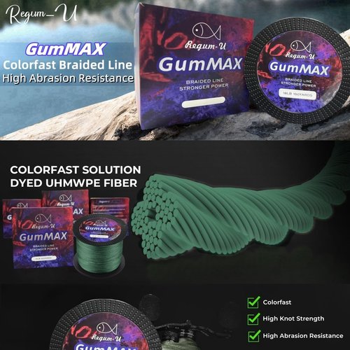 GumMAX 8X Stealth Braided Fishing Line 545 Yards / 80 LB Abrasion Resistant Superline Zero Stretch & Smaller Diameter Confuse & Catch Big Fish Better in Saltwater & Freshwater (Blackish Green)