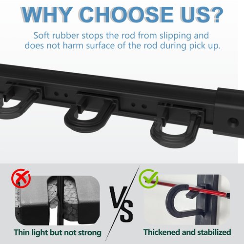 Aventik Fishing Rod Holder for Garage, Ceiling, Wall Mounted Fishing Rod Rack 6 Fishing Pole Storage Vertical/Horizontal Garage Slide Fishing Pole Rack